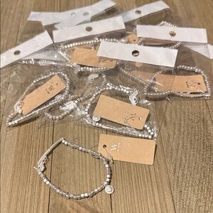 Resellers Pack of Silver Beaded Stretch Bracelets